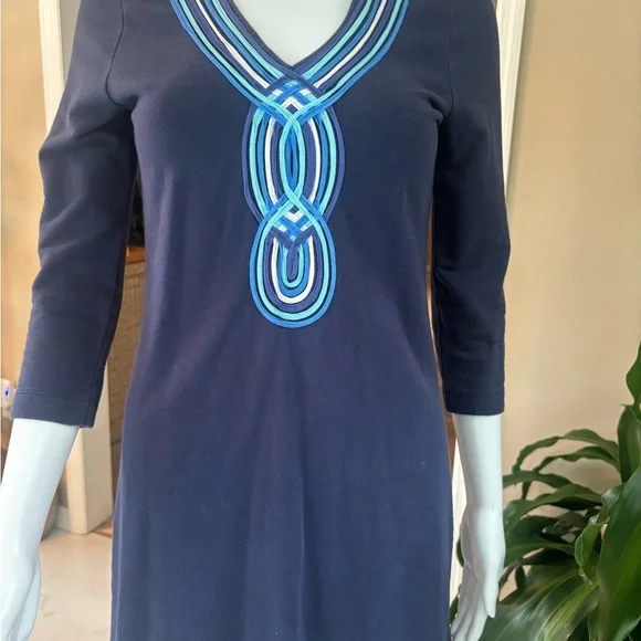 Lilly Pulitzer Navy Dress with Blue Embroidery - Picture 5 of 7